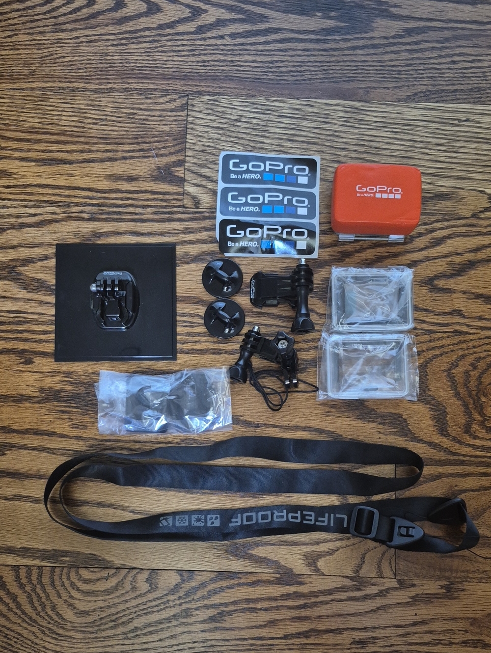GoPro Orange Floaty Waterproof Case, Black Lanyard & Mount Accessories